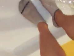 Teen Girl Wet Sock Strip Tease Foot Joi